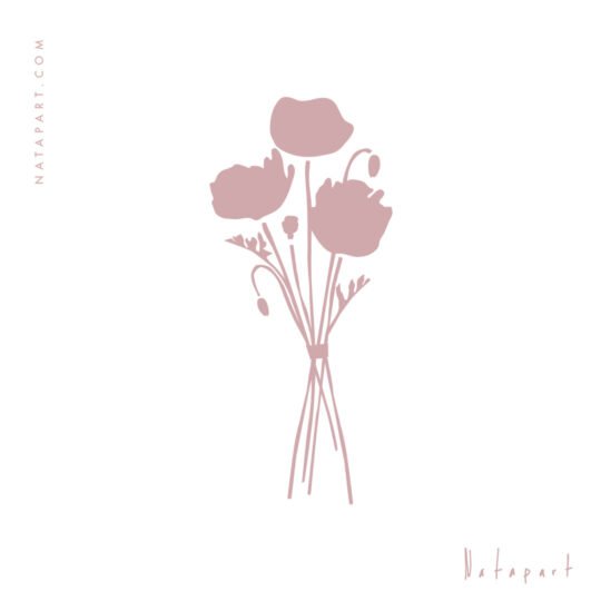 POPPIES BOUQUET 1A MAUVE ILLUSTRATION