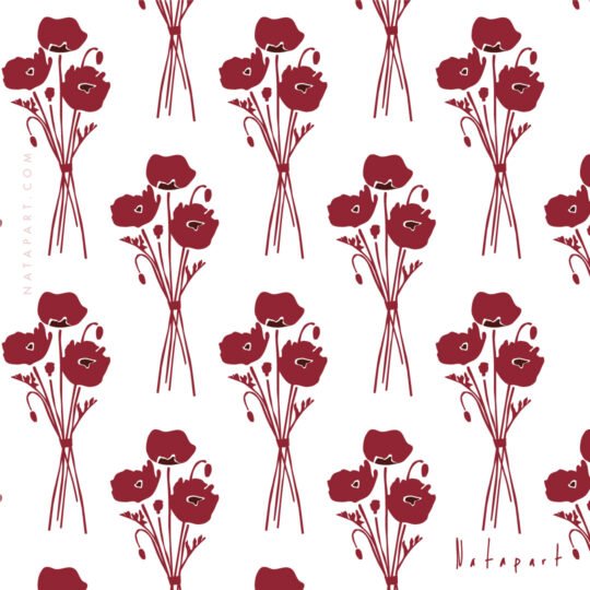 POPPIES BOUQUET 1C RED REPEAT