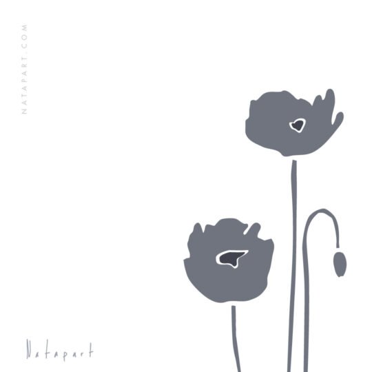 POPPIES FLAT 2 BLUE A ILLUSTRATION