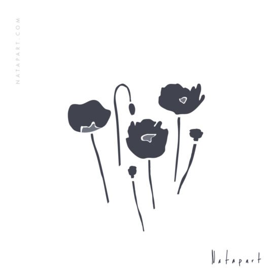 POPPIES FLAT 2 BLUE B ILLUSTRATION