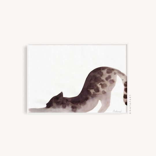 Cat Stretch Original Watercolour Painting - Image 3