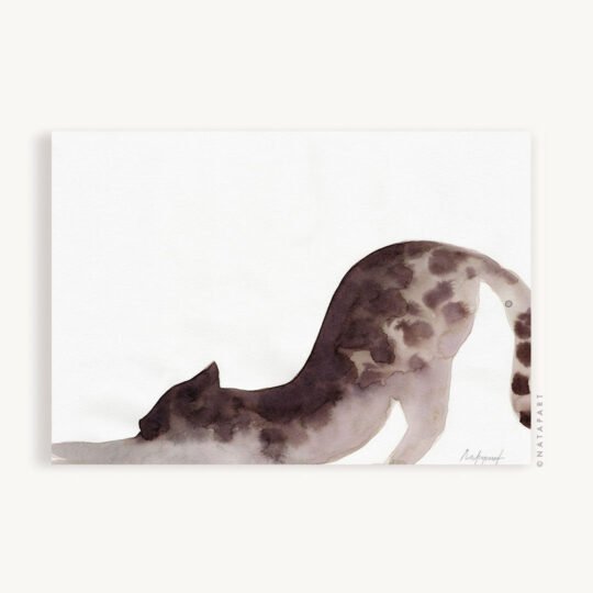 Cat Stretch Original Watercolour Painting